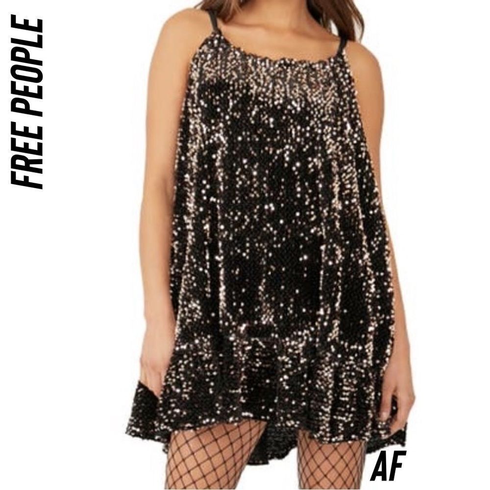 FREE PEOPLE NOVA SEQUINED EMBELLISHED MINI DRESS BRONZE NWT MEDIUM - Picture 3 of 9